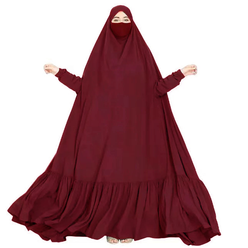 Eid Muslim Long Khimar Prayer Garment Dress Women Abaya Saudi Arabic Ramadan One Piece  Jubha Maxi Robe Musulman Caftan jilbab