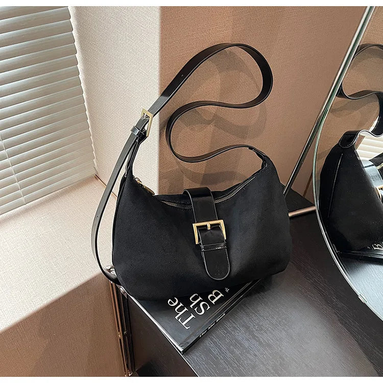 Women'S Bag 2024 Advanced Texture Armpit Bag New Trendy Retro Frosted Shoulder Bags Solid Color Shoulder Crossbody Bags