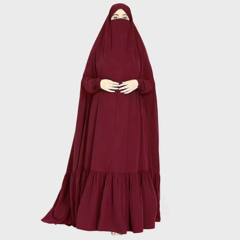 Eid Muslim Long Khimar Prayer Garment Dress Women Abaya Saudi Arabic Ramadan One Piece  Jubha Maxi Robe Musulman Caftan jilbab