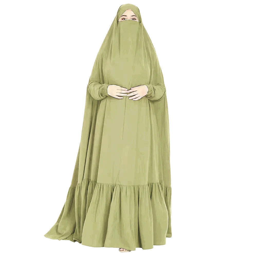 Eid Muslim Long Khimar Prayer Garment Dress Women Abaya Saudi Arabic Ramadan One Piece  Jubha Maxi Robe Musulman Caftan jilbab